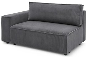 Тъмносив модул за диван от велур, ляв ъгъл Nihad modular - Bobochic Paris