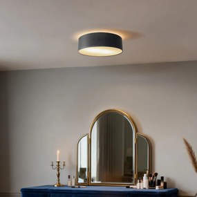 Модерна таванна лампа сива 40 см със златен интериор - Drum