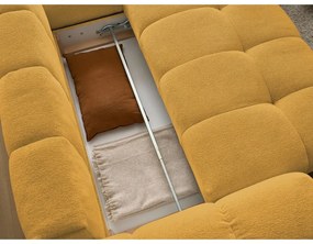 Шенилов сгъваем/с място за съхранение ъглов диван в цвят горчица (десен ъгъл/L форма) Everest – Bobochic Paris