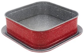 Форма за торта с падащо дъно ZEPHYR ZP 1223 EHS, 27x27x7 см, Мраморно покритие, Червен