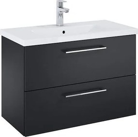 Шкаф Unik Roma Plus Compact, 815 x 395 с 2 чекмеджета и умивалник, черен мат