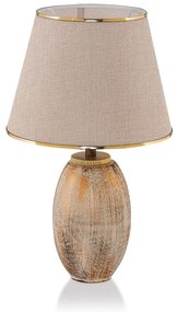 Настолна лампа с текстилен абажур в кремав и златист цвят (височина 50 cm) Yakamoz – Opviq lights