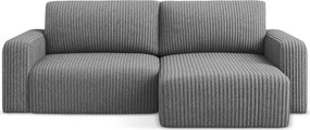 Сив сгъваем/с място за съхранение ъглов диван от рипсено кадифе (десен ъгъл) Kona – Makamii