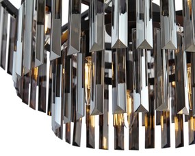 Модерен полилей черен с димно стъкло 9 лампи - Amel