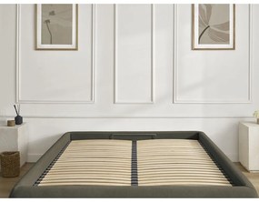 Тъмнозелено двойно легло 180x200 cm тапицирано с място за съхранение/без табла с включена подматрачна рамка Inera – Bobochic Paris