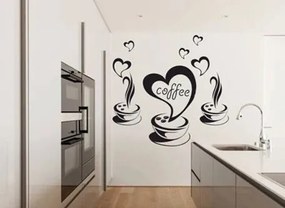 Кухненски стикер за стена с мотив кафе и сърца 50 x 100 cm