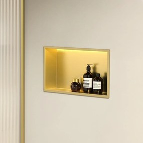 Вграден рафт за баня LED 30x45 brush gold