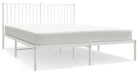 350933 vidaXL Метална рамка за легло с горна табла, бяла, 150x200 см