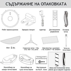 Прахосмукачка робот MAGNUM ONE, 30 W, 2700 Pa, Сухо и мокро почистване, 3-степенна филтрация, Wi-Fi, Гласов контрол, Черен