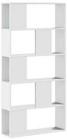 852771 vidaXL Библиотека 5 рафта бяла 80,5x23,5x162,5 см инженерно дърво