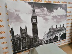 Картина на платно – Биг Бен в Лондон в черно-бяло изпълнение