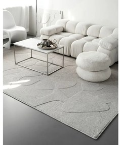 Светлосив вълнен килим 133x190 cm Morphic Botanica – Agnella