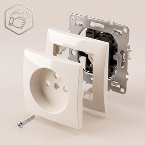Единичен контакт със заземяване и рамка OSTE JNH001-G Beige