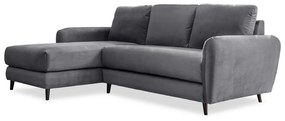 Светлосив ъглов диван от кадифе с подложка за крака, ляв ъгъл Cosy Claire - Miuform