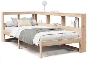 3324323 vidaXL Легло с рафтове за книги, без матрак, 100x200 см, бор масив