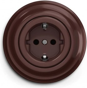 Kliklap - Ретро домашен контакт с рамка SCHUKO 230V/16A кафяв