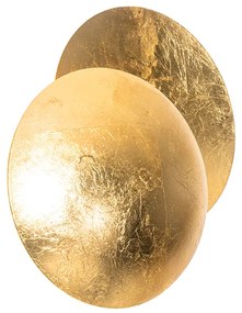 Модерна стенна лампа златиста кръгла 20 см - Sunrise