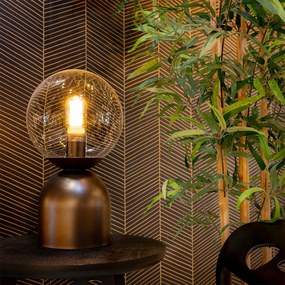 Хотелска шик настолна лампа тъмно бронз с прозрачно стъкло - Pallon Trend