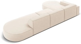 Ъглов диван от бежово кадифе (ляв ъгъл) Jodie - Micadoni Home