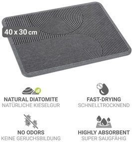 Сива тавичка за оттичане за съдовете от диатомична глина 40x30 cm Damon – Wenko