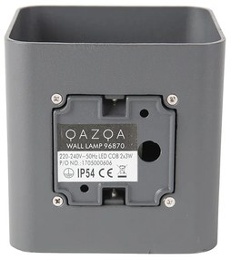 Модерна стенна лампа тъмно сива с LED IP54 квадратна - Evi