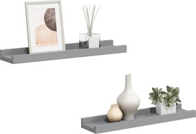 323934 vidaXL Рафтове за фоторамки, 2 бр, сиви, 40x9x3 см, МДФ