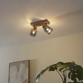 Модерен прожектор дърво с димно стъкло 2 светлини въртящ се и накланящ се - Gracy