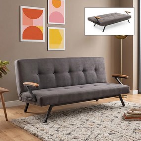 Тапициран троен разтегателен диван-легло Zven TopMebel в сив цвят 180x64x78cm.