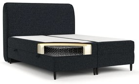 Черно боксспринг легло с място за съхранение 200x200 cm Melba – Maison de Rêve