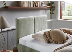 Светлозелено двойно легло 140x200 cm тапицирано с включена подматрачна рамка Piano – Meise Möbel