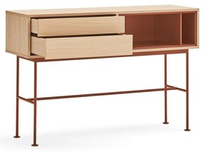 Конзолна маса в тухленочервено с дъбов фурнир Yoko - Teulat