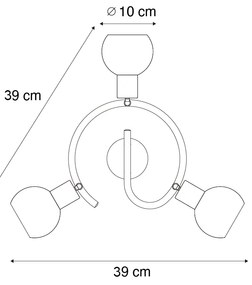 Интелигентен таванен прожектор черен с димно стъкло 3 светлини вкл. WiFi P45 - Vidro