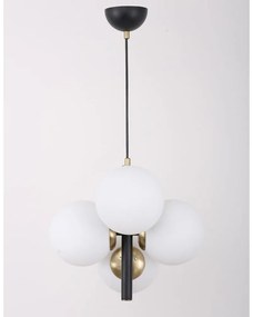 Черно-бяла висяща лампа със стъклен абажур ø 15 cm Forte - Squid Lighting