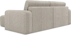 Бежов сгъваем/с място за съхранение ъглов диван от рипсено кадифе (десен ъгъл) Kona – Makamii