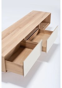 Бяла/естествена маса за телевизор от масивен дъб 200x48 cm Fina – Gazzda