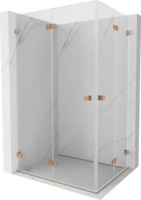 Mexen Lunar-F Duo сгъваема душ кабина 100 x 80 см, прозрачна, изчеткана мед - 836-100L-080P-65-00