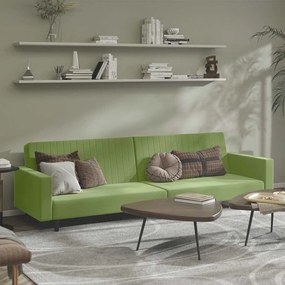 375940 vidaXL 2-местно разтегателно канапе, светлозелено, кадифе