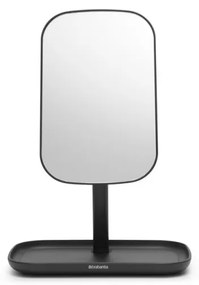 Огледало с поставка за принадлежности Brabantia ReNew 1004184, 28.3х20х12.6 см, Неплъзгаща се основа, 360° регулиране, Тъмносив