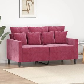 359297 vidaXL 2-местен диван, виненочервен, 120 см, кадифе