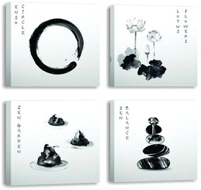 Картини в комплект от 4 бр. 30x30 cm Japanese Zen - Wallity