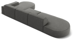 Ъглов диван от сиво кадифе (десен ъгъл) Jodie - Micadoni Home