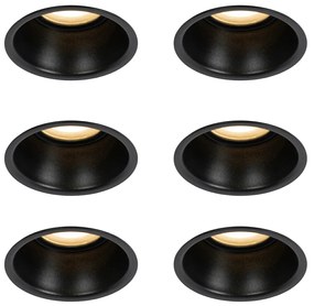 Комплект от 6 вградени прожектора черни GU10 50mm IP44 - Dept