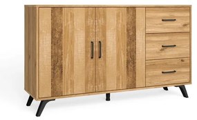 Нисък скрин с дъбов декор в естествен цвят 136x81 cm Nordic - Marckeric