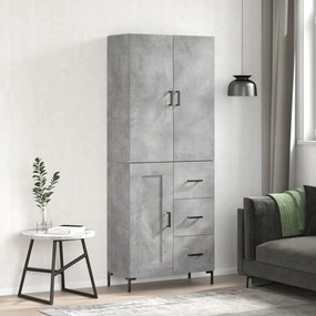 3196015 vidaXL Висок шкаф, бетонно сив, 69,5x34x180 см, инженерно дърво