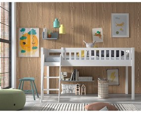 Бяло повдигнато легло от бор 90x200 cm SCOTT - Vipack