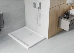 Mexen Flat Правоъгълна тънка душ тава 90 x 80 см, бяла, сифон хром - 40108090