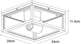 Външна таванна лампа черна с релефно стъкло 2-светлина IP44 - Charlois