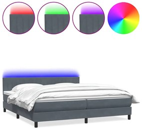 3317134 vidaXL Боксспринг легло с матрак и LED, тъмносиво, 180x220 см, кадифе