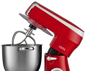 Разопакован: Планетарен миксер Voltz V51115A, 2100W, 7.5 литра, 6 скорости + Pulse, 3 бъркалки, Червен
