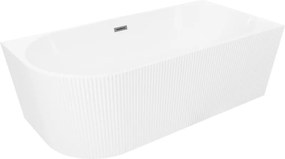 Mexen Silo самостоятелна вана ъглово дясно оребрена 170 x 80 cm, бяла,